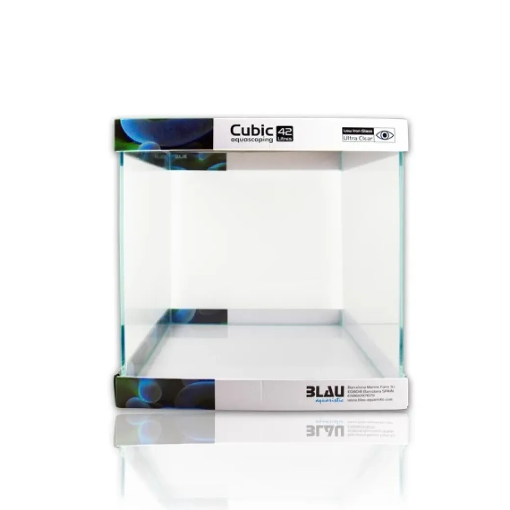 Blau Cubic Akvarium Aquascaping 42 L Optiwhite glas (35X35X35)