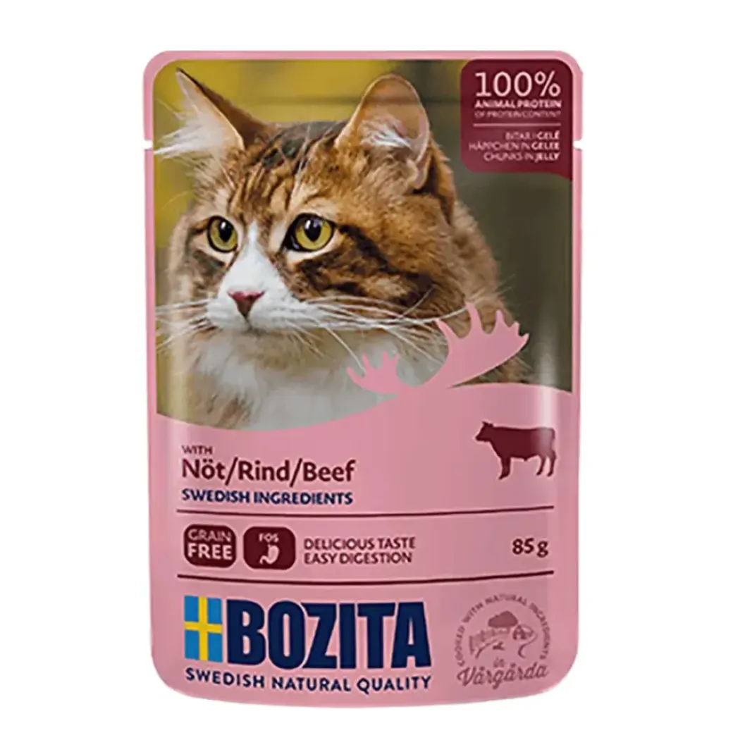 Bozita Kattefoder pose 85g oksekød gele