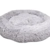 Cushion Krems fluffy rund hundeseng medium lysegrå