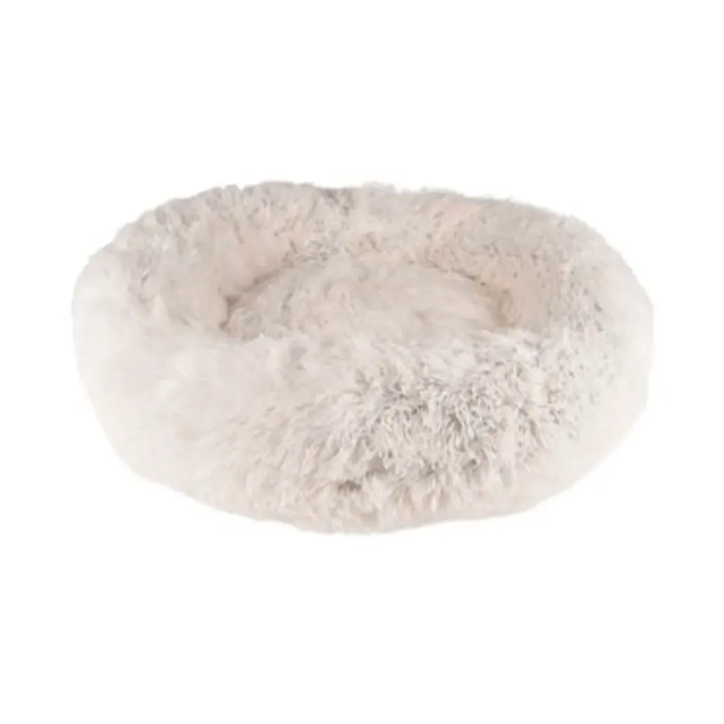 Cushion Krems fluffy rund hundeseng small hvid