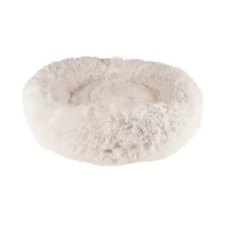 Cushion Krems fluffy rund hundeseng medium hvid