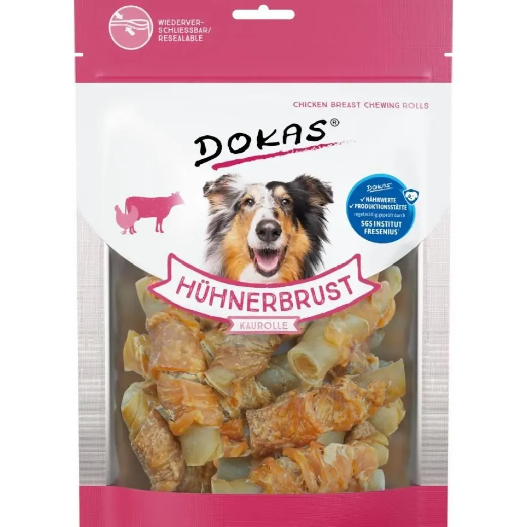 Dokas Kyllingebryst tyggeruller 250 g - lækre tyggeben til hunde