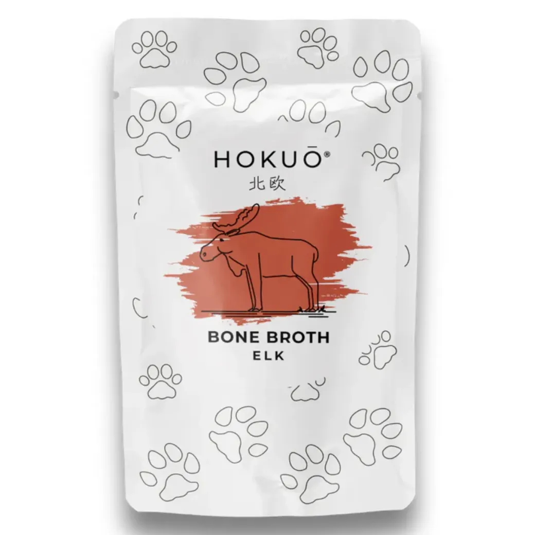 Hokuo Elk Bone Broth 100 ml - naturlig elgbouillon til hunde og katte