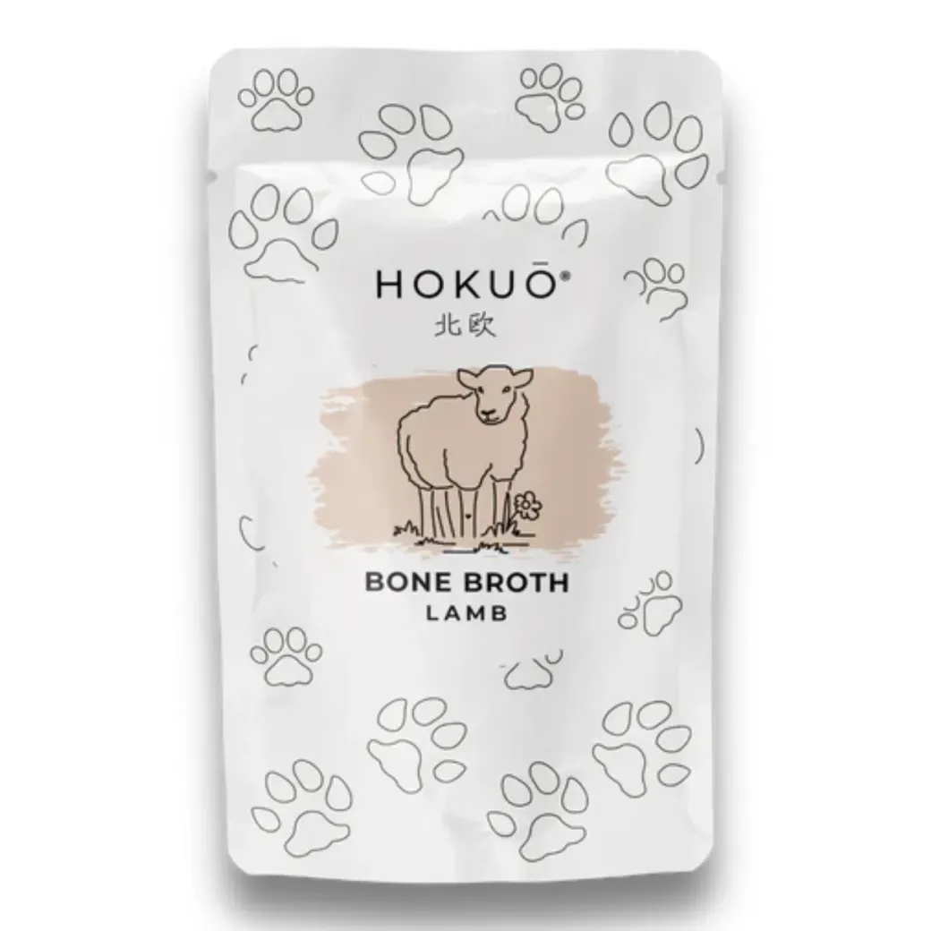 Hokuo Lamb Bone Broth 100 ml - naturlig lammebouillon til hunde og katte