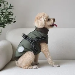 Hundejakke Thor med indbygget sele Grøn XS
