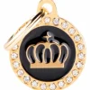 Hundetegn My family Glam Cirkel med Krone lille sort/guld