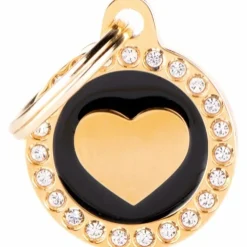 Hundetegn My family Glam Cirkel med Hjerte lille sort/guld