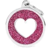 Hundetegn My Family Shine cirkel med hjerte stor pink og hvid