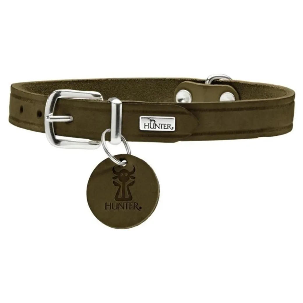 Hunter Aalborg Sport Oliven 47 hundehalsbånd - 37-43 cm