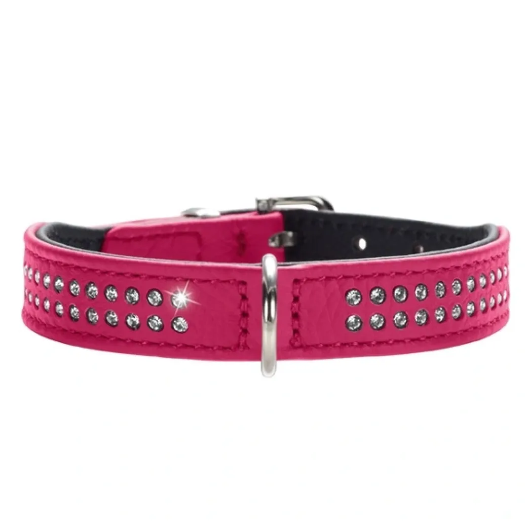 Hunter Diamond Petit Pink 24 læderhalsbånd - 17-21 cm