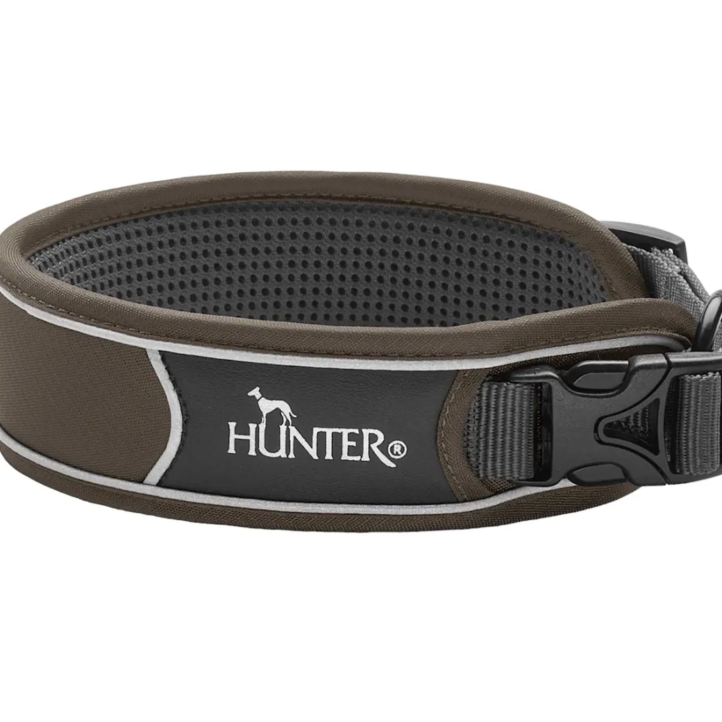 Hunter Divo Hundehalsbånd XL 55-65 Brun/Grå - justerbart hundehalsbånd (55-65 cm, B 5,5 cm