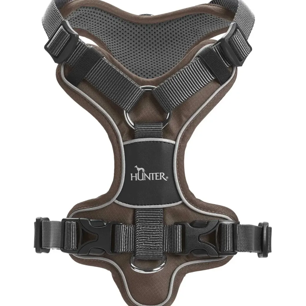 Hunter Divo hundesele M brun/grå just mave 56-73 cm - Stabil komfort og sikker pasform