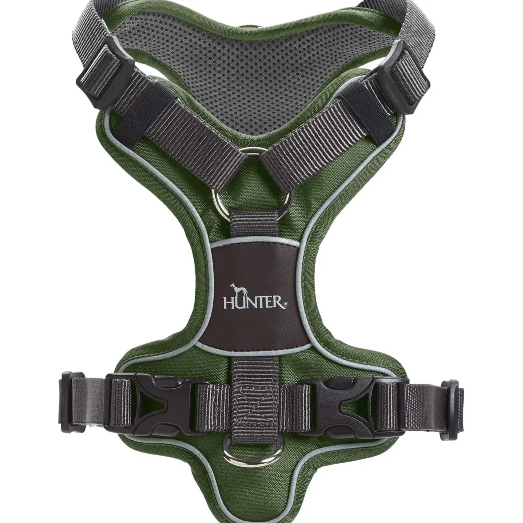 Hunter Divo hundesele M grøn/grå just mave 56-73 cm - Stabil kontrol og komfort