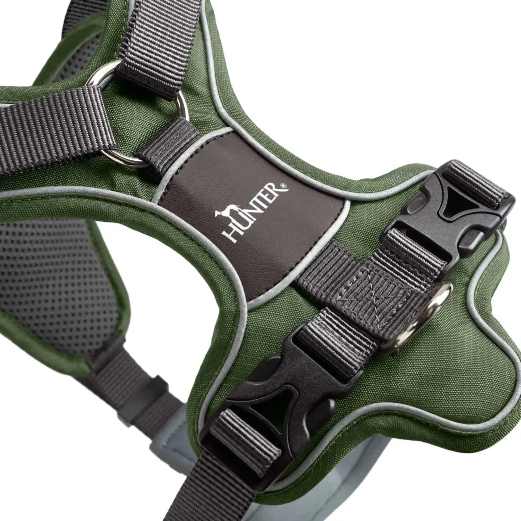 Hunter Divo hundesele M grøn/grå just mave 56-73 cm - Stabil kontrol og komfort