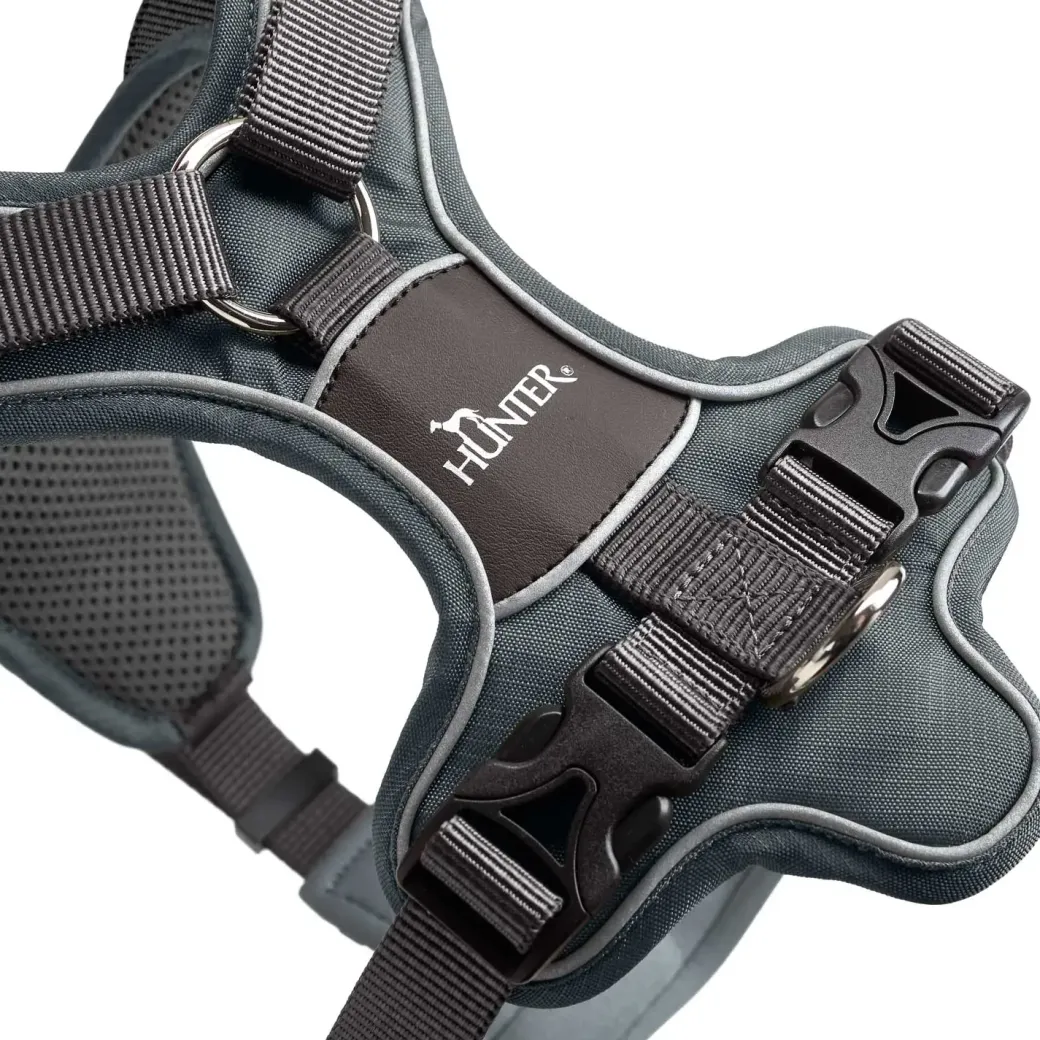 Hunter Divo hundesele S-M grå/grå just mave 52-68 cm - Stabil kontrol og komfort