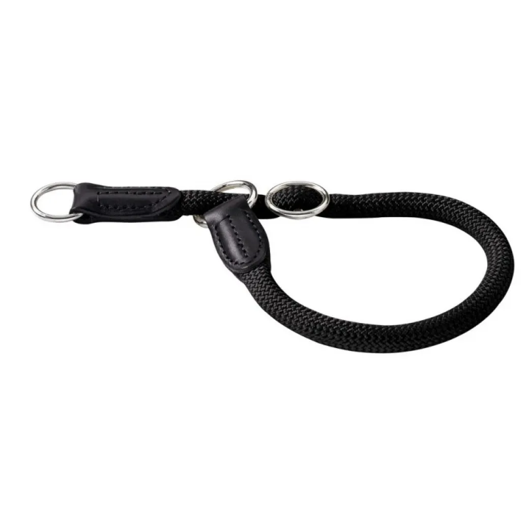 Hunter Dressurhalsbånd med stopring 55/10 Sort - klassisk hundehalsbånd i læder