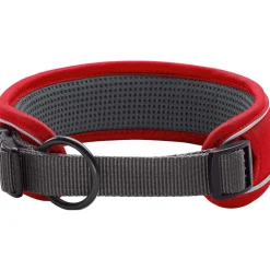 Hunter Halsbånd Divo L Rød/Grå - justerbart hundehalsbånd (45-55 cm, B 4,5 cm)
