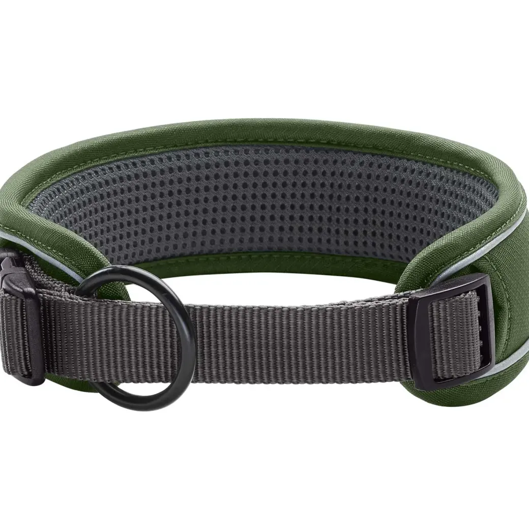 Hunter Halsbånd Divo M Grøn/Grå - justerbart hundehalsbånd (35-45 cm, B 4,5 cm)