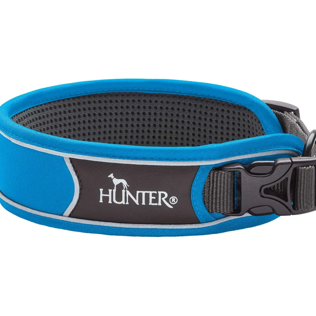 Hunter Halsbånd Divo M Lyseblå/Grå - justerbart hundehalsbånd (35-45 cm, B 4,5 cm)