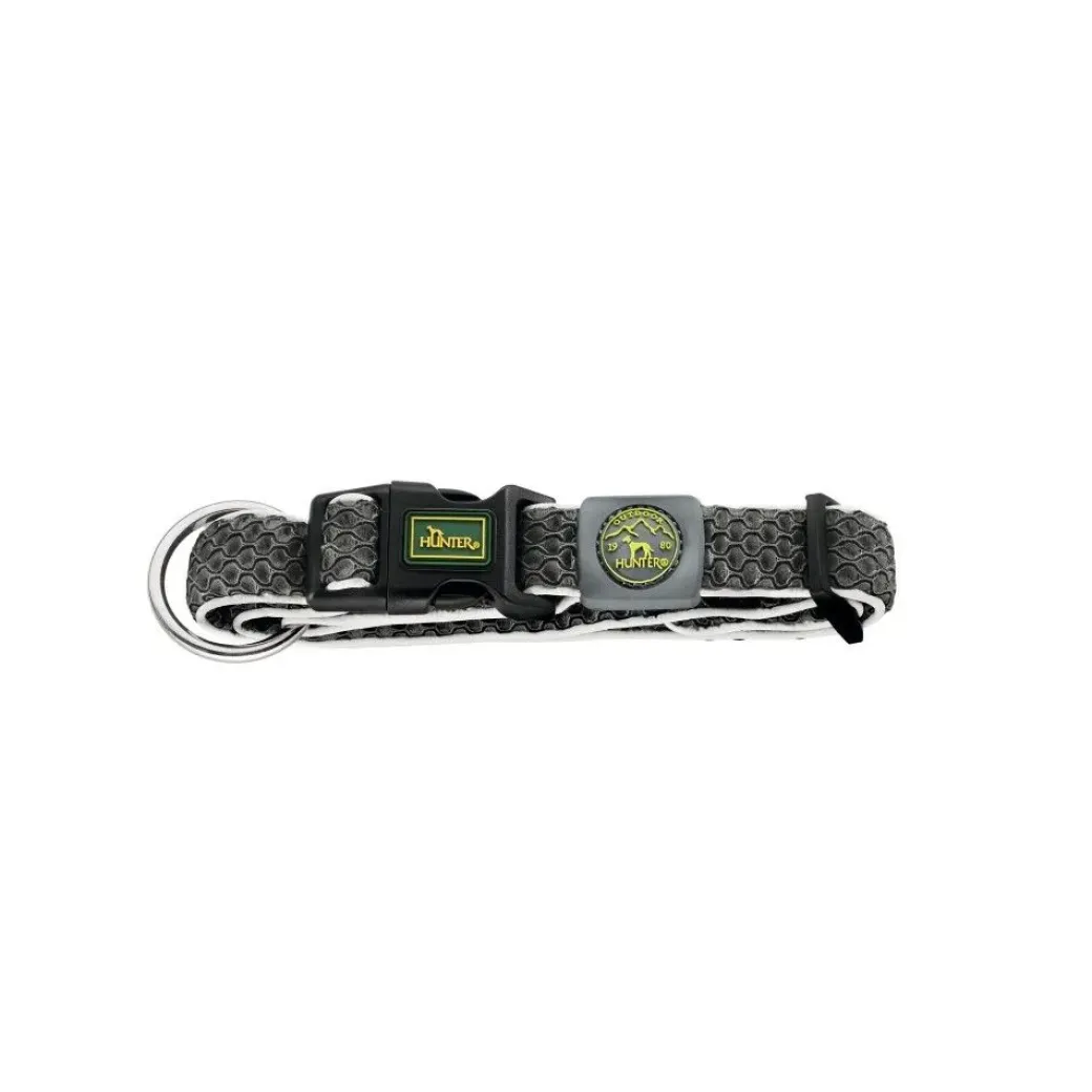 Hunter hunde halsbånd Hilo Antracit L-XL - justerbart hundehalsbånd (40-60 cm, B 3,2 cm)