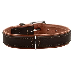 Hunter Hundehalsbånd læder Canada Elg Str.35 Sort/Cognac - 24-30 cm