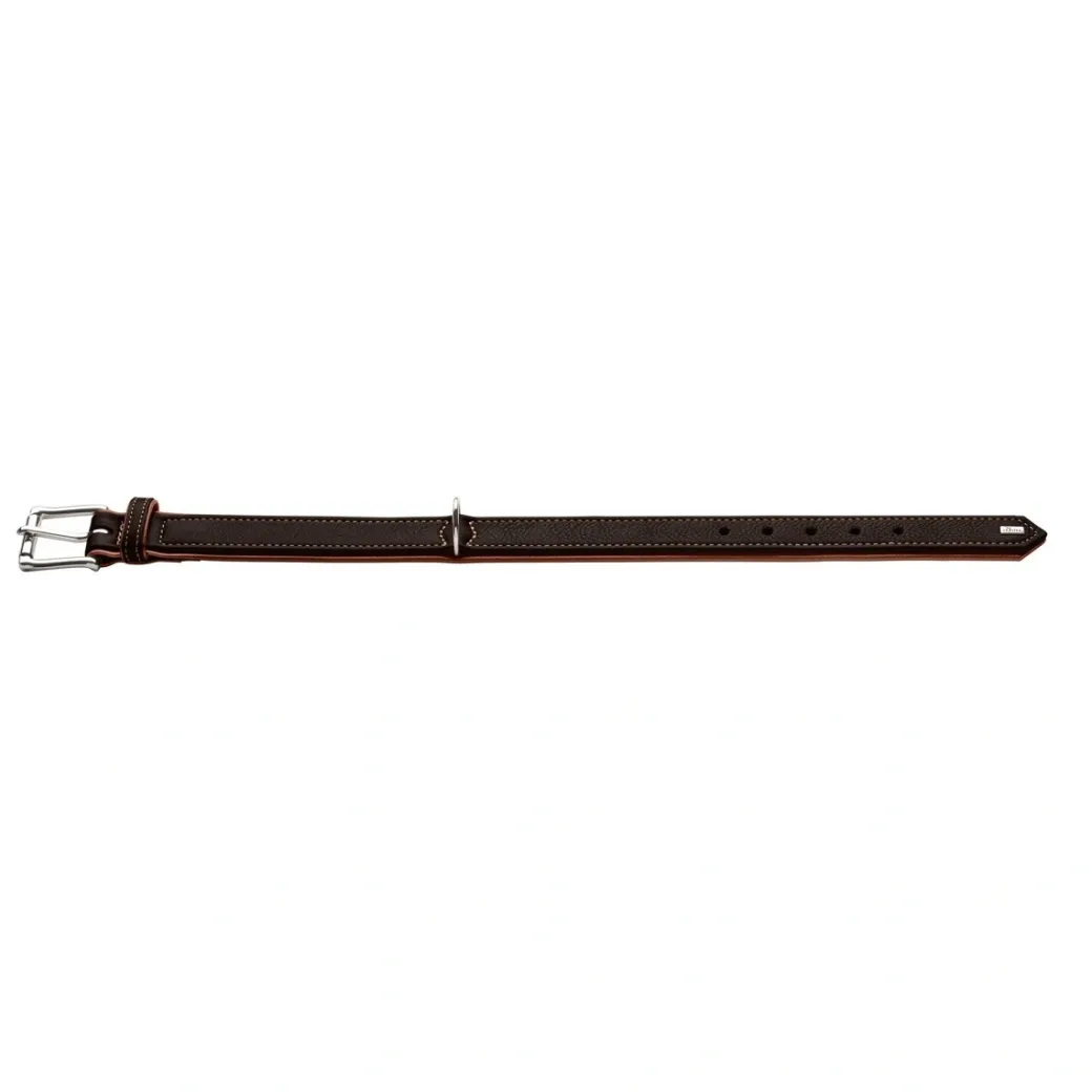 Hunter Hundehalsbånd læder Canada Elg Str.50 Sort/Cognac - 37-43 cm