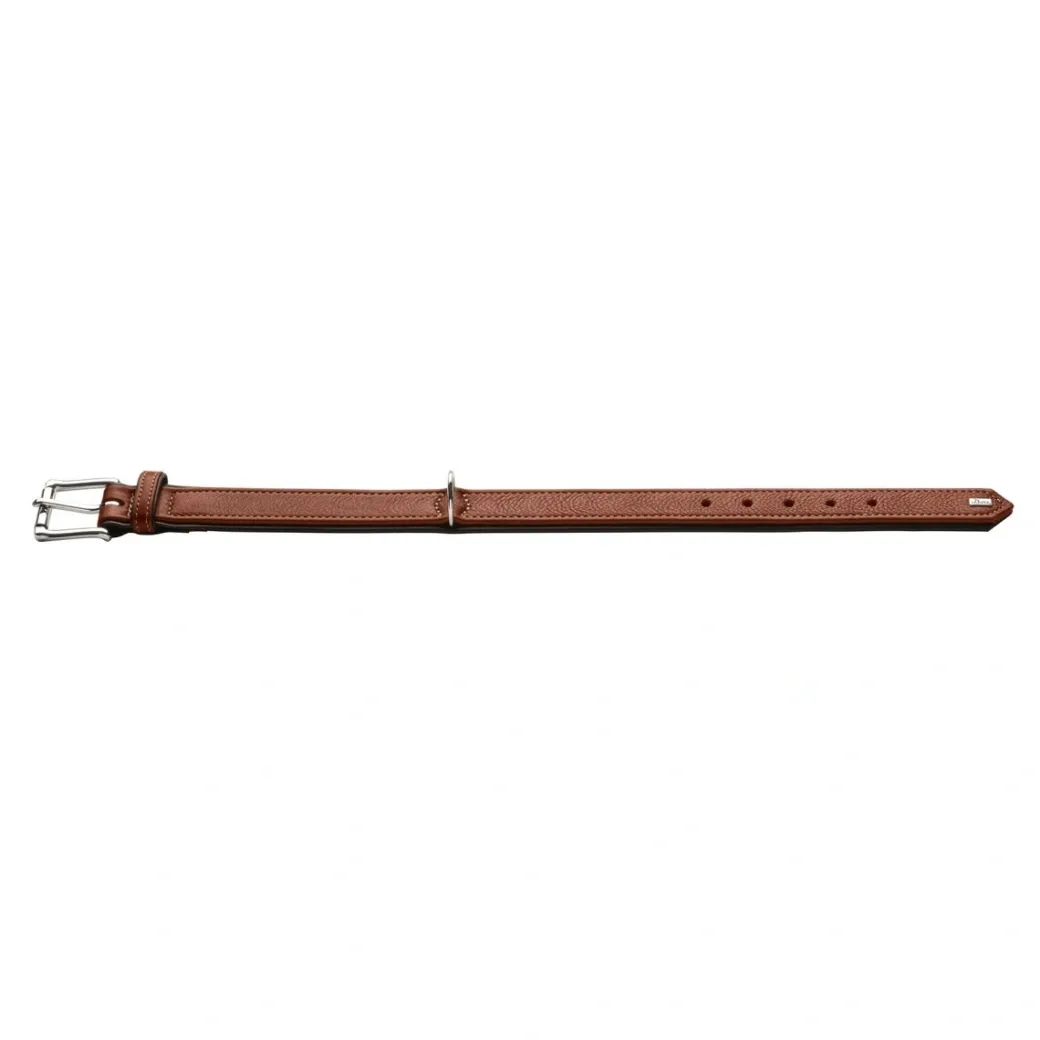 Hunter Hundehalsbånd læder Canada Elg Str 30 Cognac/Sort - 21-25 cm