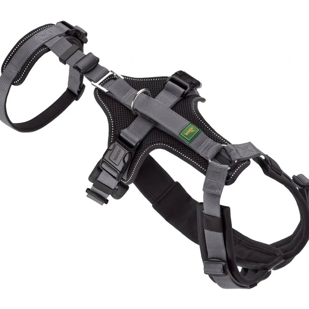 Hunter hundesele Safety Maldon Gråsort L længde 66-118 cm 2,5 cm - sikker stabilitet