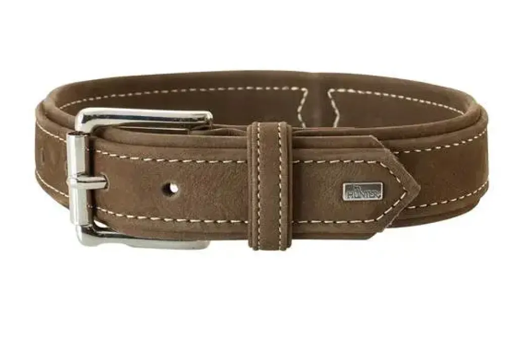 Hunter Hunting halsbånd str.45 Brun - justerbart hundehalsbånd (33 - 39 cm., B 2,8 cm.)