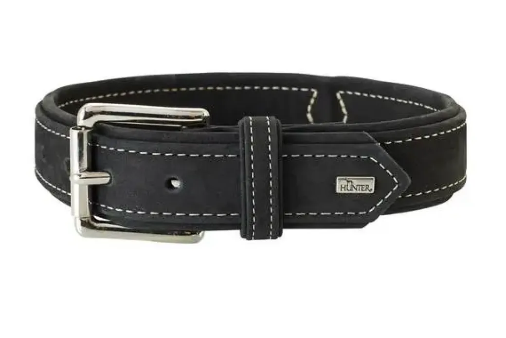 Hunter Hunting halsbånd str.45 Sort - justerbart hundehalsbånd 33 - 39 cm.