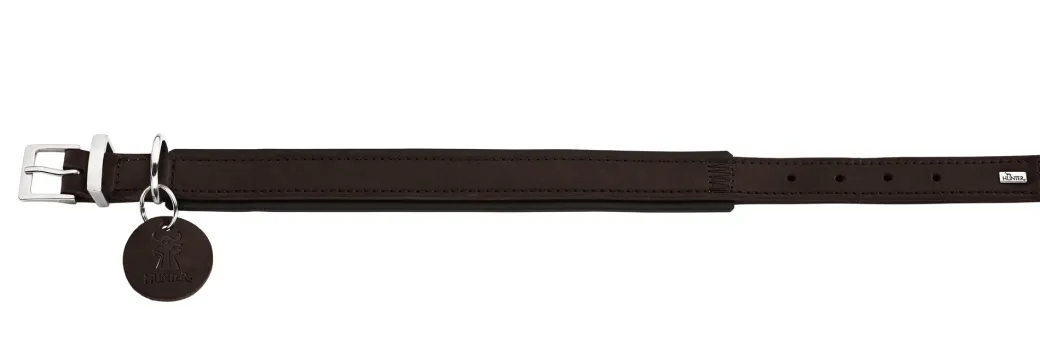 Hunter Larvik Comfort 40 Mørkebrun Hundehalsbånd - justerbart hundehalsbånd (28 - 34 cm, B