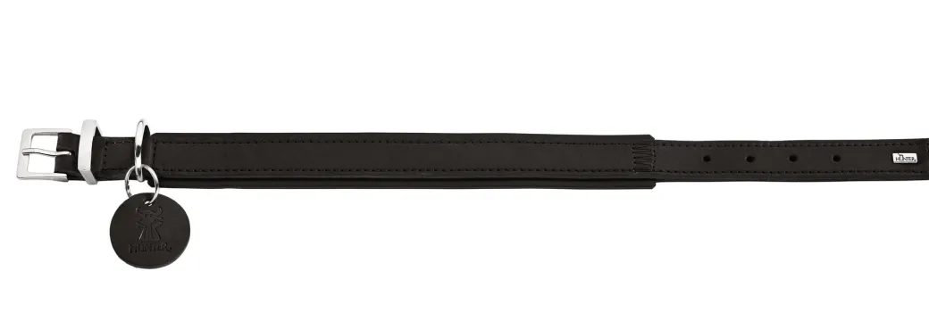 Hunter Larvik Comfort 35 Sort Hundehalsbånd - justerbart hundehalsbånd (24 - 30 cm, B 2,2