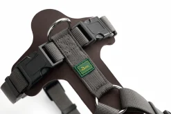 Hunter Mixed Aalborg læder hundesele M-L mørkebrun/grå hals 61-85 cm - komfort og kvalitet