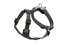Hunter Mixed Aalborg læder hundesele M-L sort/grå hals 61-85 cm - komfort og støtte