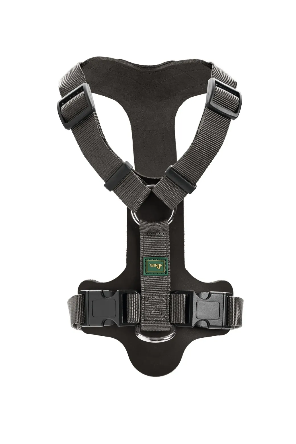 Hunter Mixed Aalborg læder hundesele M sort/grå hals 55-67 cm - komfort og kontrol