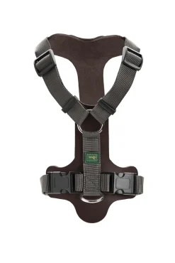 Hunter Mixed Aalborg læder hundesele M mørkebrun/grå hals 55-67 cm - komfort og naturlig støtte