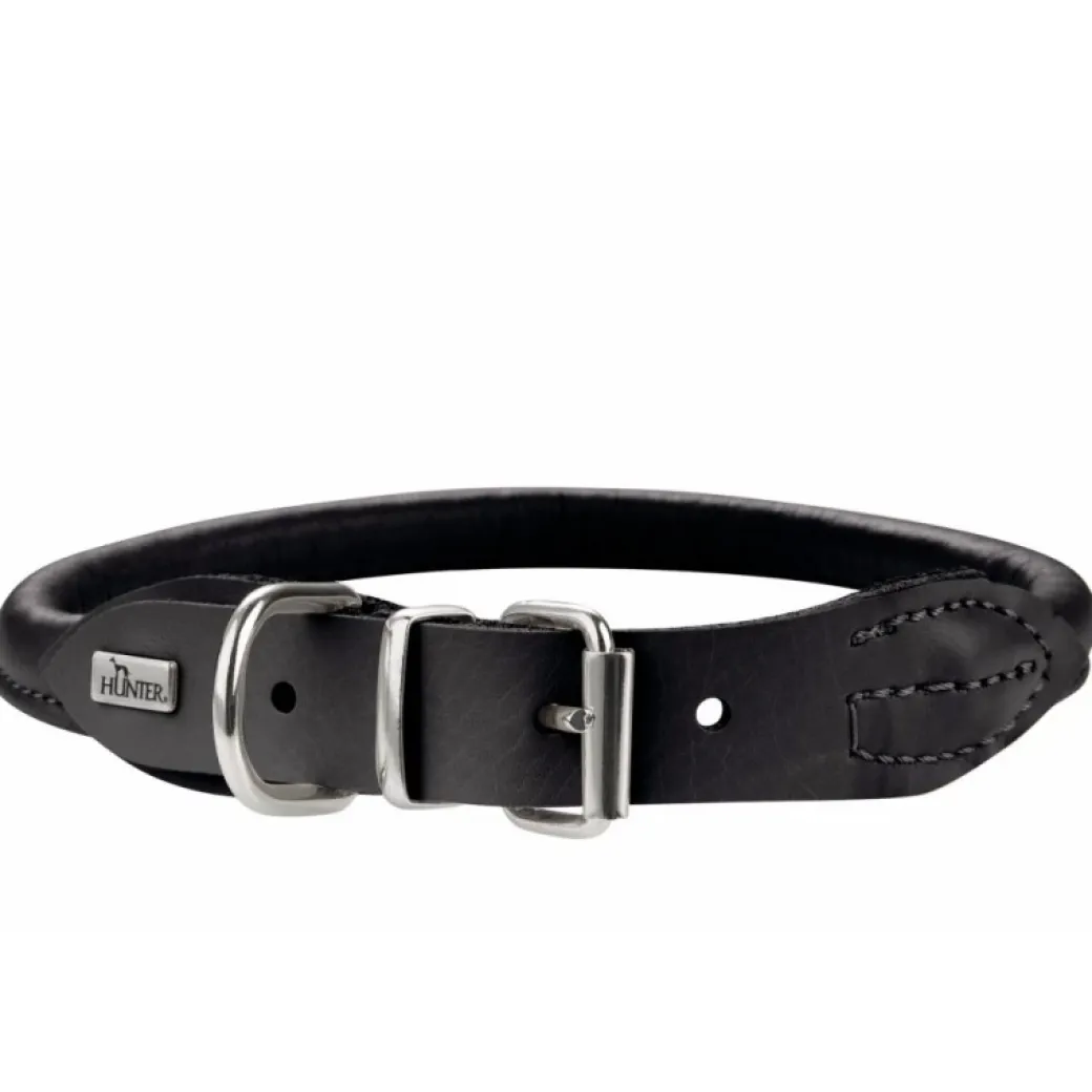 Hunter rundsyet elghalsbånd sort 60 cm - justering 51-56 cm komfort til store hunde