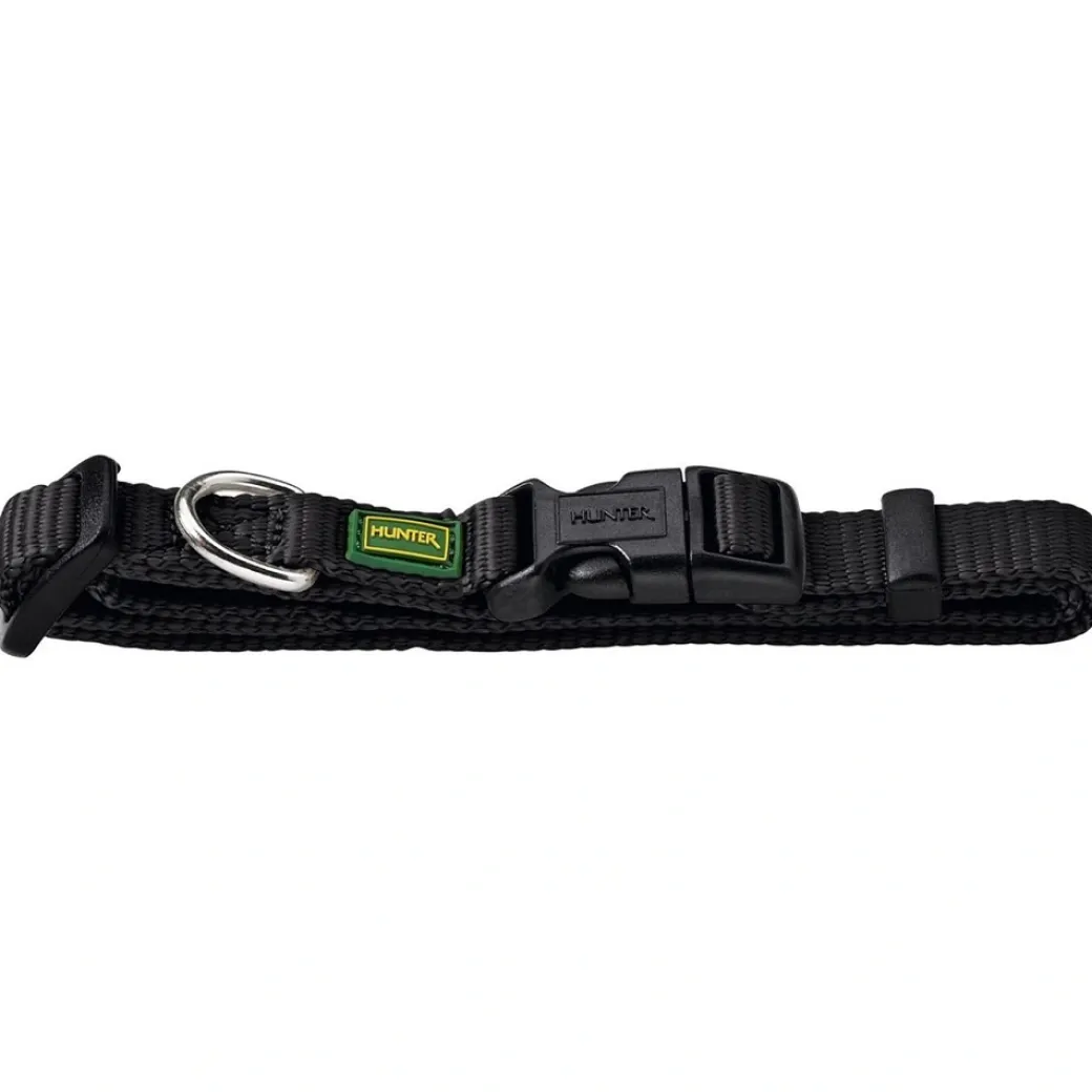 Hunter Vario Basic Halsbånd Sort M 30-45 cm - Ekstra bredt og komfortabelt halsbånd