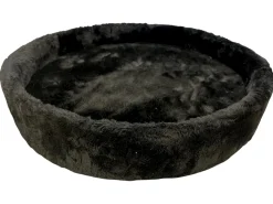 Kattens no 1 Rund hylde med kant med plys 2 sider Ø 56 cm Sort