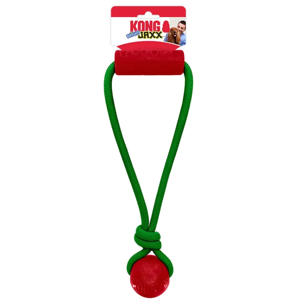KONG Holiday Jaxx Brights Tug Ball Mix M - hundelegetøj 30,5 x 13 x 6,5 cm