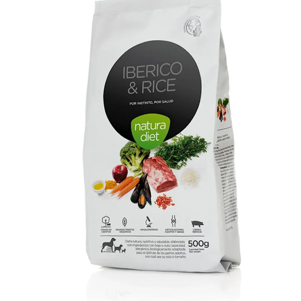 Natura Diet Iberico og Ris Hundefoder 500 g - Naturligt og allergivenligt