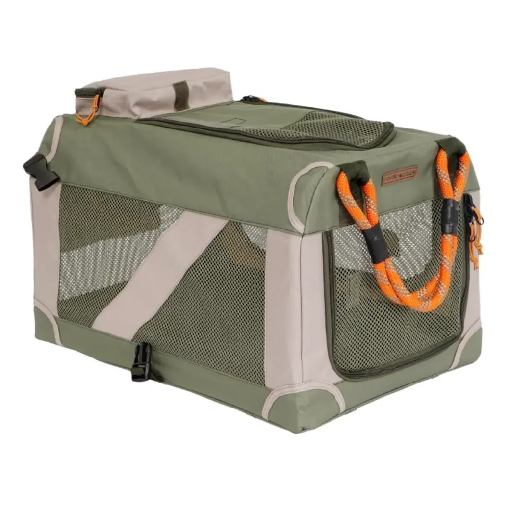 Nordic Paws Foldbart luksus hundebur i stof Army S - komfort og ro