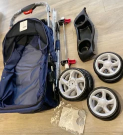 PAWISE Hunde klapvogn med 4 hjul Blå