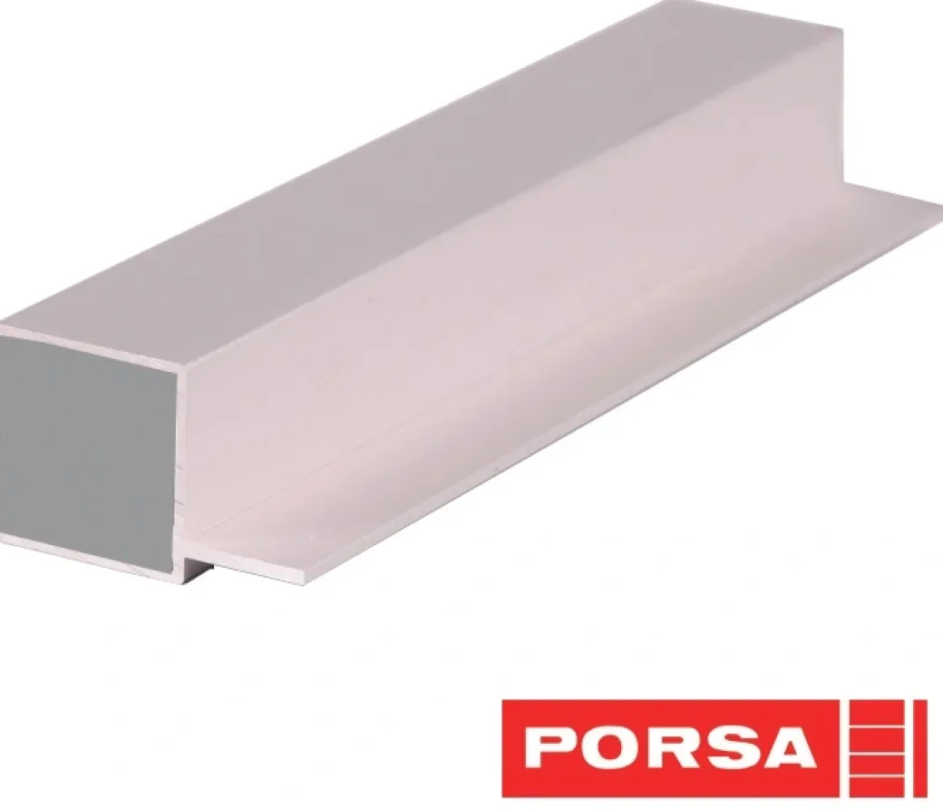 Porsa sølv aluprofil firkantet med flig 35 cm.
