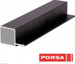 Porsa sort aluprofil firkantet med flig 125 cm.