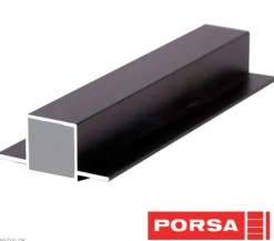 Porsa sort aluprofil med dobbelt flig 90 cm.