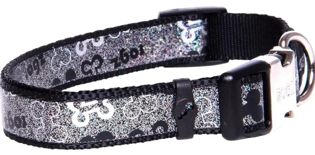 Rogz Halsbånd 16 mm 28-46 cm Sort hundeben - justerbart hundehalsbånd