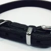 Timely halsbånd olieret læder sort 12 mm 20 cm - blød kontrol til små hunde