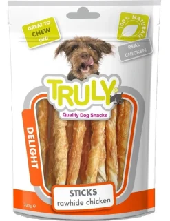 Truly Chicken Jerky Rawhide Twisted 325 g - kyllingejerky med råhud