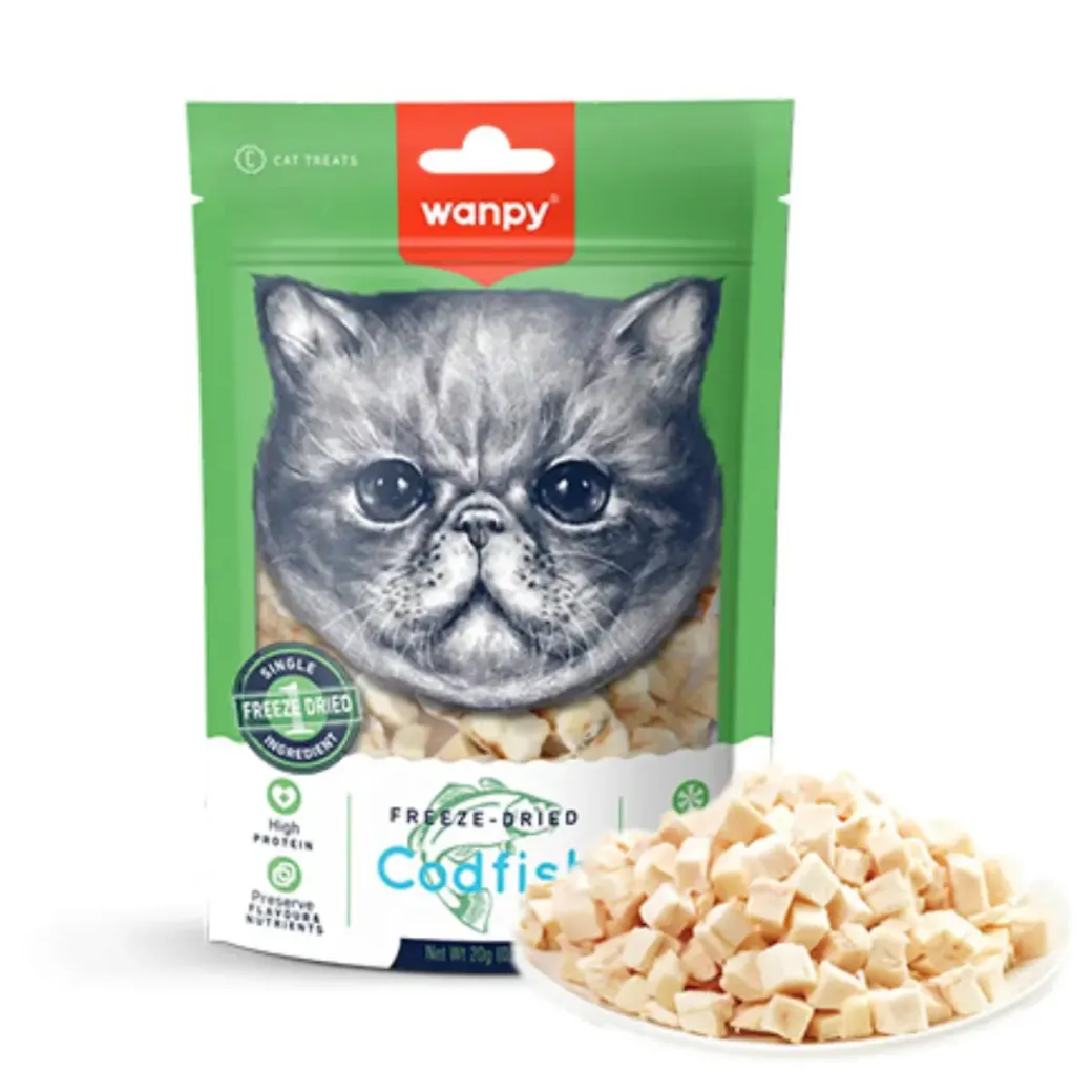 Wanpy Frysetørret Torsk til Kat 20 g - naturlig snack